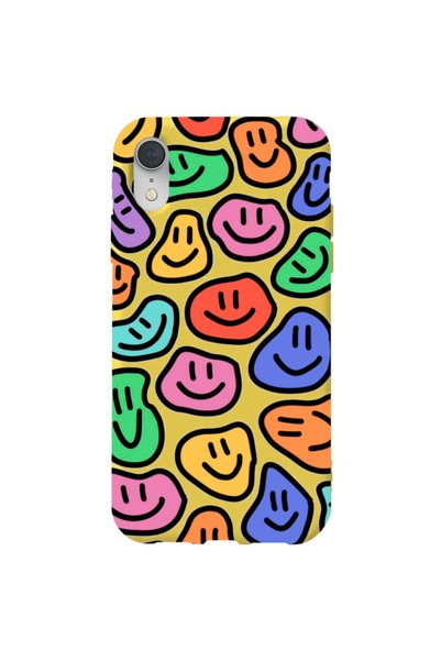 WANNA PROTECT iPhone Xr Yellow Color Smile Pattern Silicone Phone Case with V...