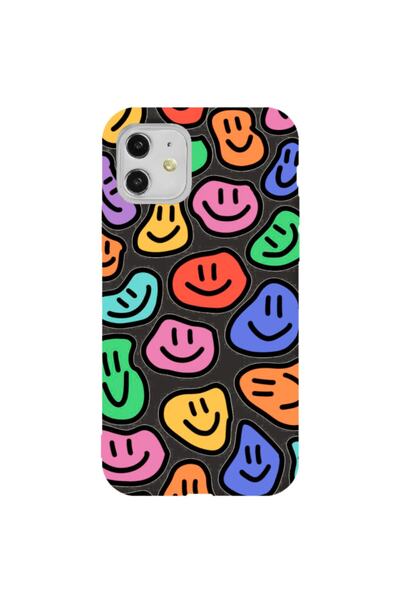 WANNA PROTECT iPhone 11 Black Color Smile Pattern Velvet Patterned Silicone P...