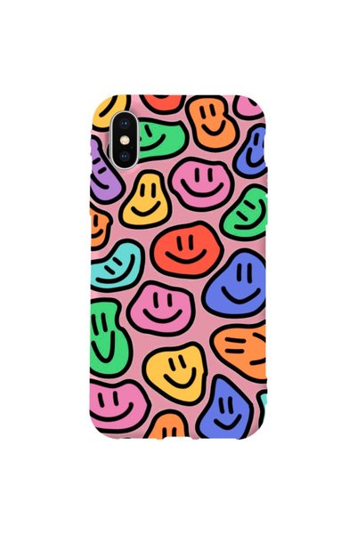 WANNA PROTECT iPhone XS Max Pink Color Smile Pattern Silicone Phone Case with...