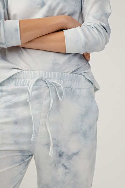 Los Ojos Kadın Gri Batik Desenli Pijama Takımı Tie-dye