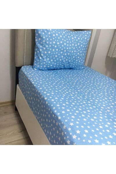 Mert Double Star Ranforce Woven Fitted Sheet Set Blue