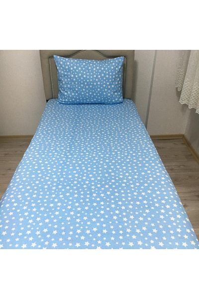 Mert Double Star Ranforce Woven Fitted Sheet Set Blue