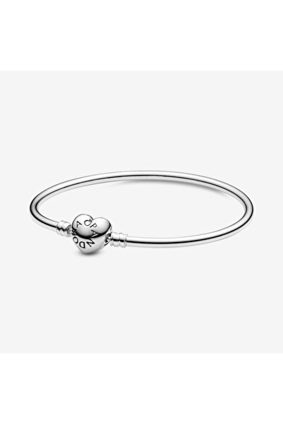 Worldshop Charm Uyumlu Kalp Klips Bangle Bileklik, Tüm Boyutlar17-19-21cm