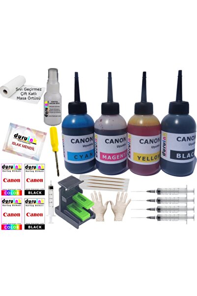 Duru Canon Ip1800 Ip1900 Ip2500 (pg 37 Cl 38) Kartuş Mürekkep Dolum Seti 4x100 Ml Renk