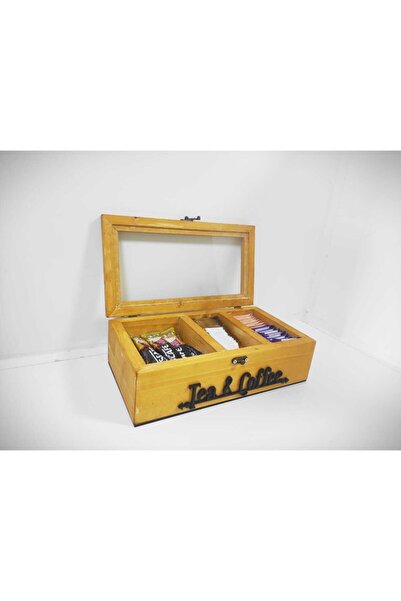 woodretro Cutie din lemn pentru ceai și cafea, organizator