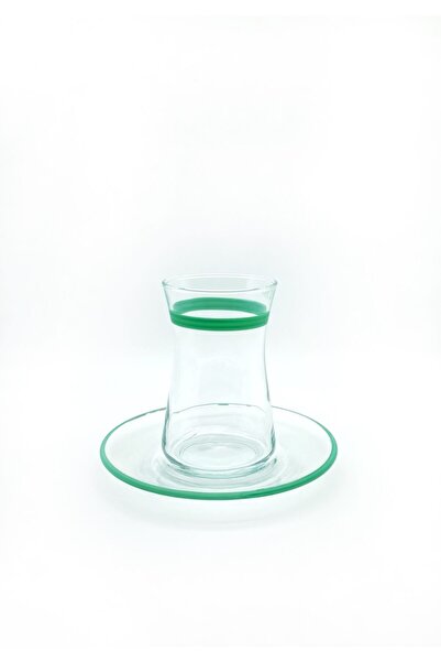 ÖzcamKristal 12 Parça 6 Kişilik Miranda Yeşil Çay Takımı