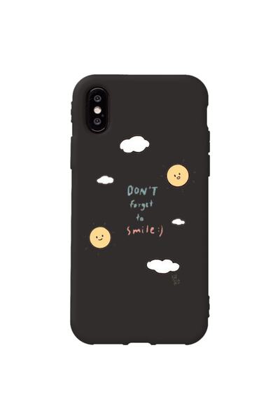 WANNA PROTECT iPhone XS Black Color Don'T Forget to Velvet Patterned Silicone...