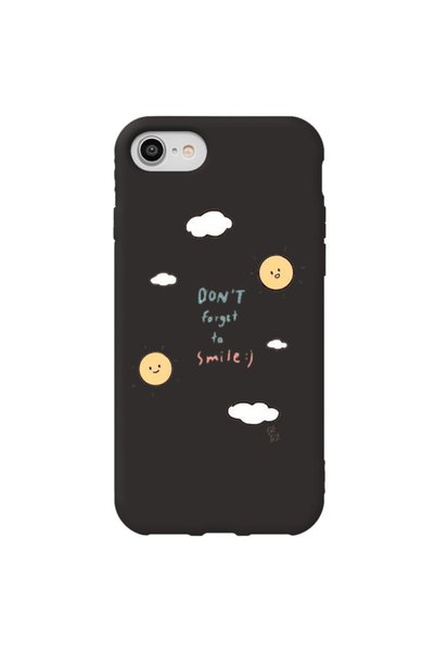 WANNA PROTECT iPhone 7 Black Color Don'T Forget to Velvet Patterned Silicone ...