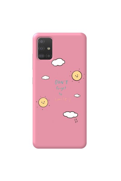 WANNA PROTECT Samsung A51 Pink Color Don'T Forget to Velvet Patterned Silicon...