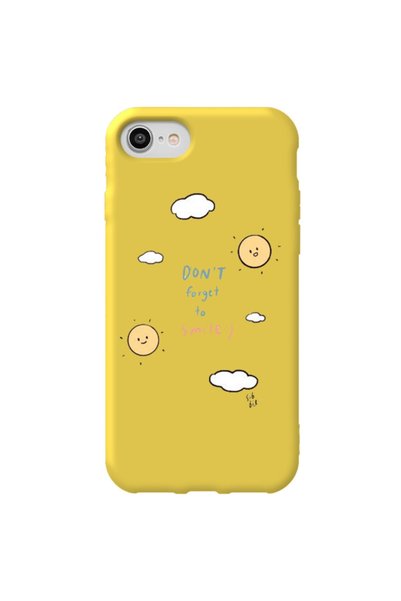WANNA PROTECT iPhone 8 Yellow Color Don'T Forget to Velvet Patterned Silicone...