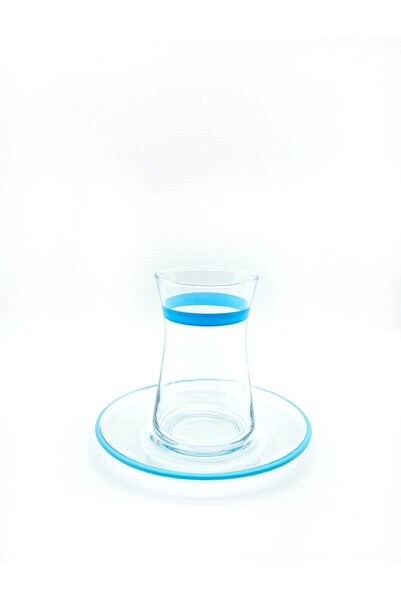 ÖzcamKristal 12 Parça 6 Kişilik Miranda Turkuaz Çay Takımı