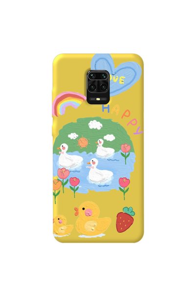 WANNA PROTECT Xiaomi Redmi Note 9 Pro Yellow Color Happy Velvet Patterned Sil...