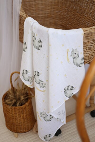 arbababy %100 Organik Pamuk Çift Katlı Kareli Müslin Battaniye - Tilki ve Yıl...