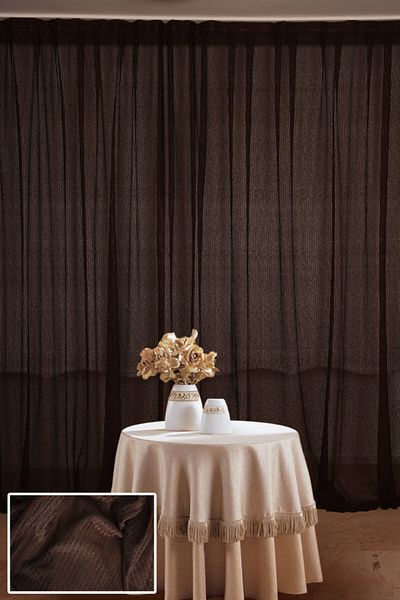 AKÇA TEKSTİL Bitter Brown Striped Single Winged Ready Planted Pleated Background - 300*260 Cm
