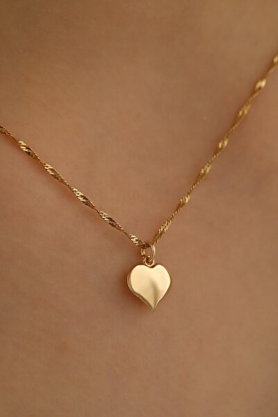 MİLET KUYUMCULUK 14 Ayar Altın Kalp Singapur Zincir Kolye