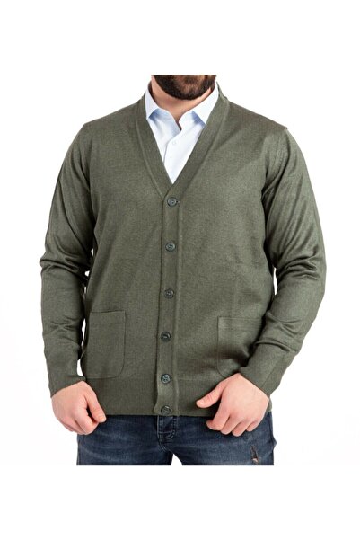 NACAR STORE سترة صوفية محبوكة من الصوف الرقيق بأزرار للرجال