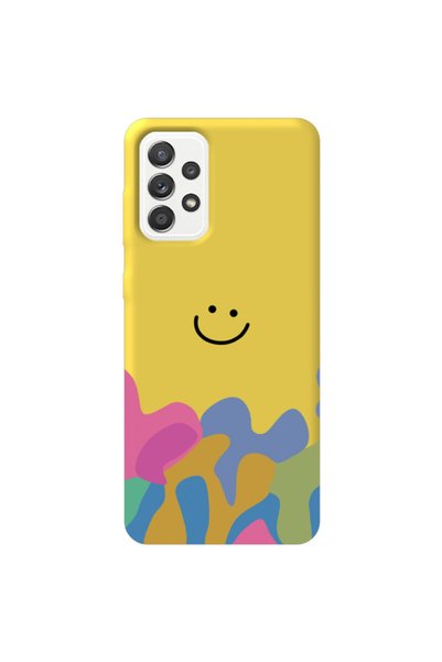 WANNA PROTECT Samsung Galax A72 Yellow Color Pattern Smiley Inside Velvet Pat...