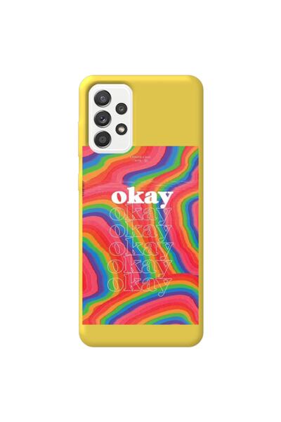 WANNA PROTECT Samsung Galax A72 Yellow Color Arrow Inside Velvet Patterned Si...