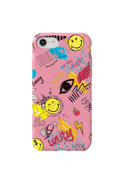 WANNA PROTECT iPhone 8 Pink Color Hope Velvet Patterned Silicone Phone Case
