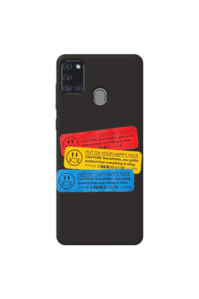 WANNA PROTECT Samsung A21 S Black Color Put on Velvet Patterned Silicone Phon...