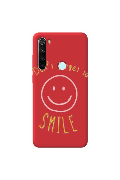 WANNA PROTECT Xiaomi Redmi Note 8 Red Color Smile Inside Velvet Patterned Sil...