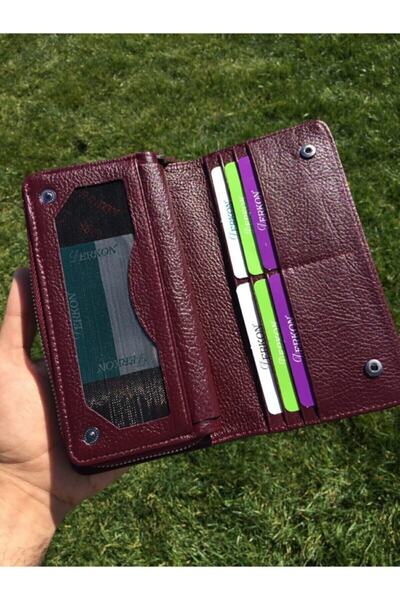 DERKON Flower of Life Printed Genuine Leather Women's Wallet