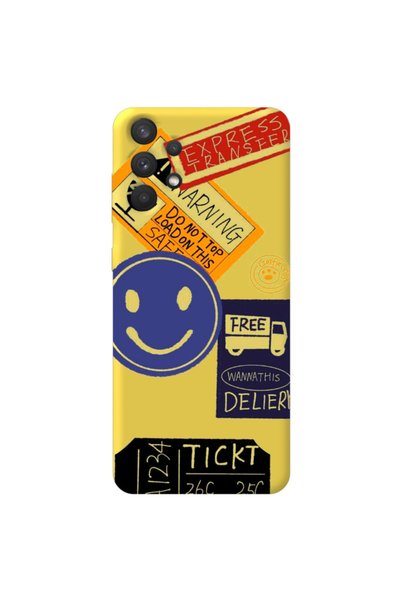 WANNA PROTECT Samsung A32 Yellow Color Warning Velvet Patterned Silicone Phon...