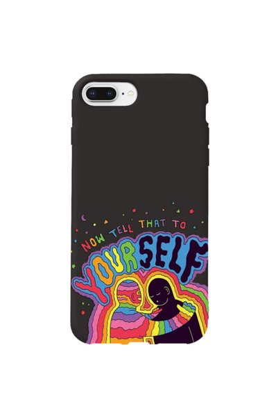 WANNA PROTECT iPhone 8 Plus Black Color Yourself Velvet Patterned Silicone Ph...