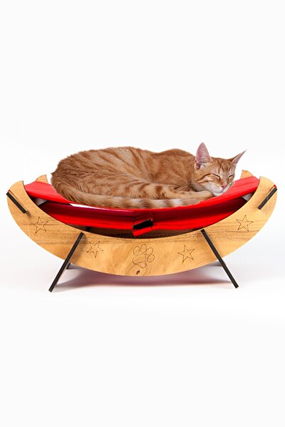 Ankaflex Ahşap Kedi Hamağı Salıncağı Yatağı Evi Evcil Hayvan Minderi Yatağı K...