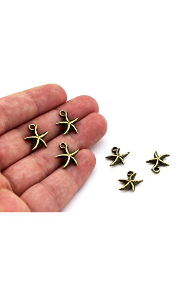 yfhobi 6 Adet - 14x15 Mm Yıldız Desenli, Metal Uç, Takı Malzemesi, Antik Sarı...
