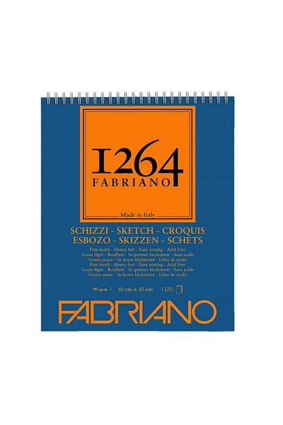 Fabriano 1264 Sketch Paper Top Spiral Sketch Drawing Notebook 90 Gr30x30 cm120 Yp