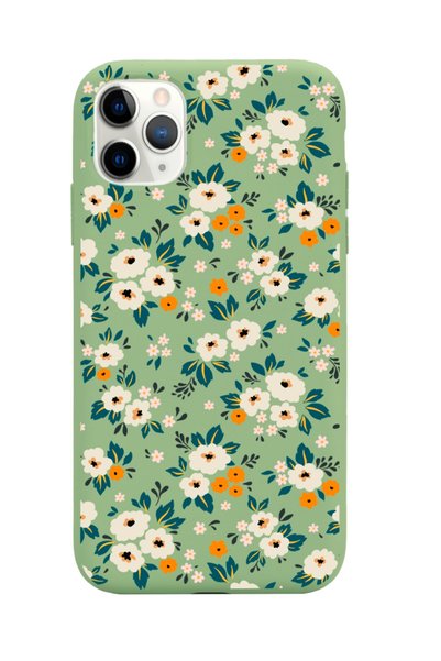 Spoyi iPhone 11 Pro Compatible Flower Garden Design Green Launch Phone Case