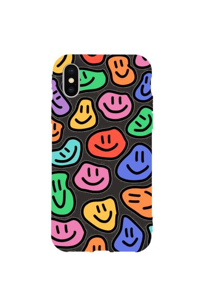 WANNA PROTECT iPhone XS Max Black Color Smile Pattern Silicone Phone Case wit...