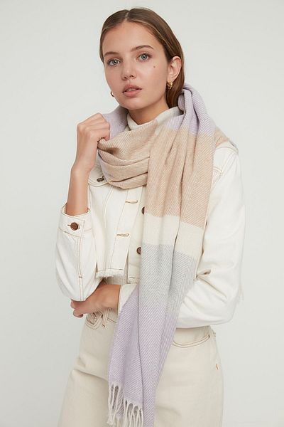Trendyol Collection Eșarfă de damă cu textura moale blocata multicoloră TWOAW22AT0054