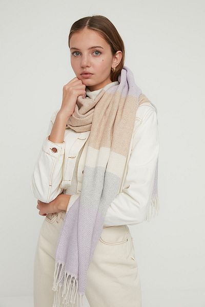 Trendyol Collection Eșarfă de damă cu textura moale blocata multicoloră TWOAW22AT0054