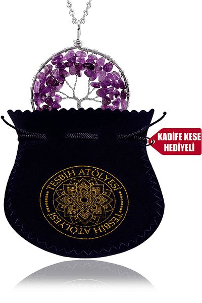 Tesbih Atölyesi Tree of Life Amethyst Stone Natural Stone Necklace