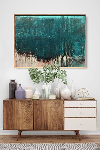 TAVOLO ARTE Çerçeveli Soyut Yağlı Boya Dokulu Tablo Yeşil