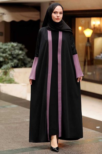 Neva Style - Dark Rose Dried Hijab Abaya with Sleeves Detail 55510kgk