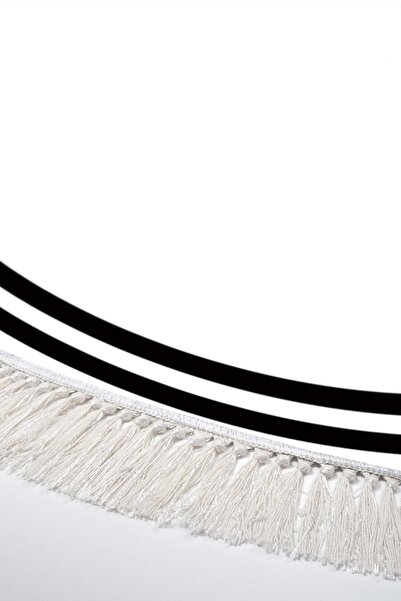 Alanur Home Eko Trend Djt Haı Yıkanabilir Kaymaz Taban 1696 Yuvarlak Bordürlü Beyaz Siyah