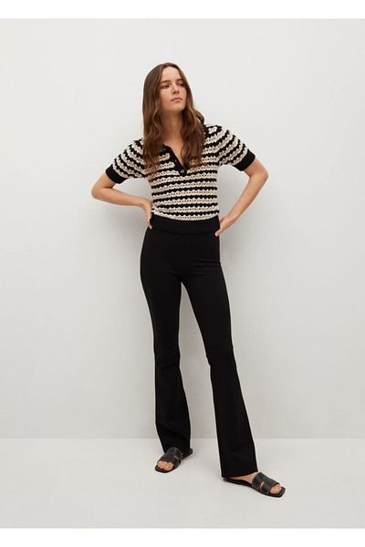 MANGO Woman Women's Black Flared Leg Leggings