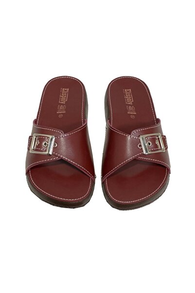 Okanmed Elispoly Orthopedic Buckle Comfortable Daily Burgundy Women's Slippers