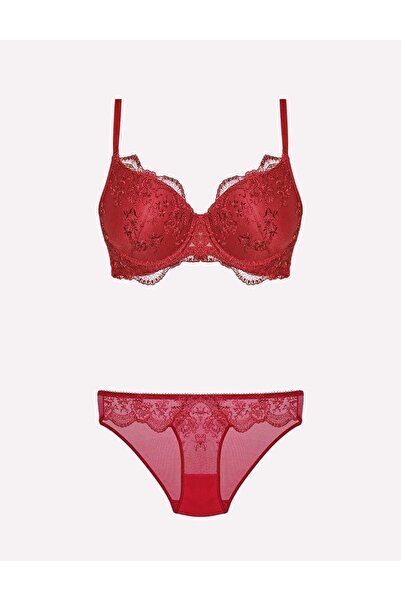 Nurteks Дамски бордо комплект сутиен без подплънки