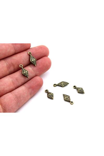 yfhobi 8 Adet - 7x16 Mm Baklava Desenli, Metal Uç, Takı Malzemesi, Antik Sarı...