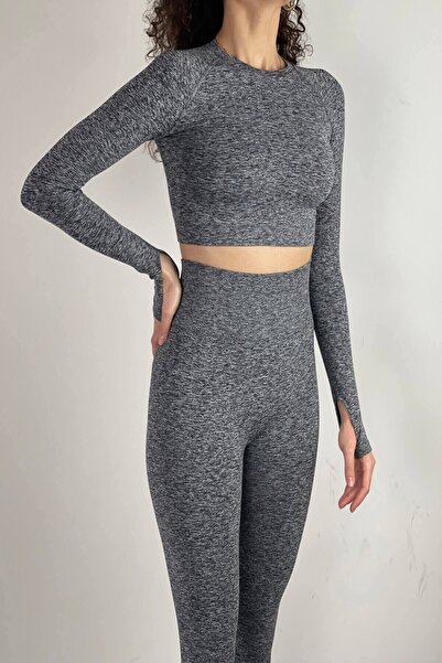 MAGZA Gray Push Up Recovery Long Slide Leggings Set