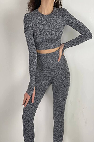 MAGZA Gray Push Up Recovery Long Slide Leggings Set