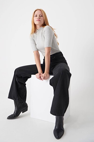 Ramrod Чорні джинси з високою талією 90-х років з широкими штанинами