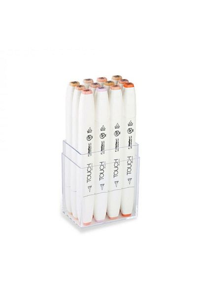 Touch Twin Brush Marker Brush Tip Marker Set 12 Colors Skin Tones