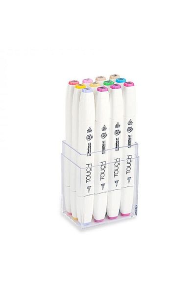 Touch Twin Brush Marker Brush Tip Marker Set 12 Colors Pastel Colors
