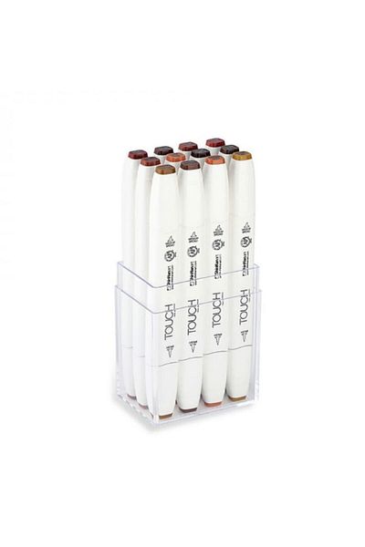 Touch Twin Brush Marker Brush Tip Marker Set 12 Colors Wood Colors