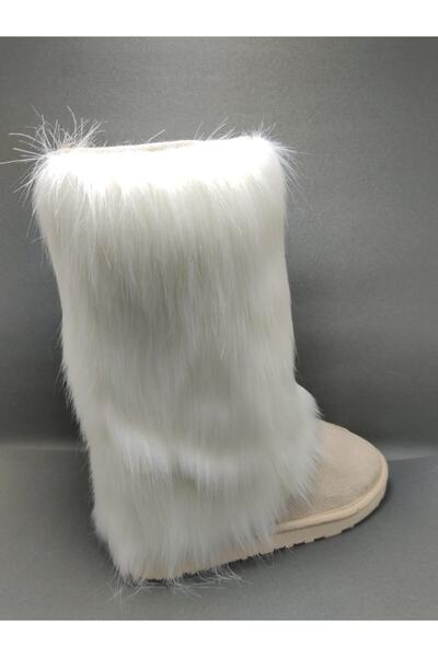 POLENS Жіночі бежеві пухнасті черевики з вовняною підкладкою